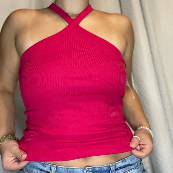 Old Navy Women's Hot Pink Halter Tank Top - Picture 1 of 3